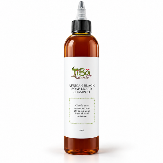 TiBa Naturals African Black Soap Liquid Shampoo 8 oz with applicator tip