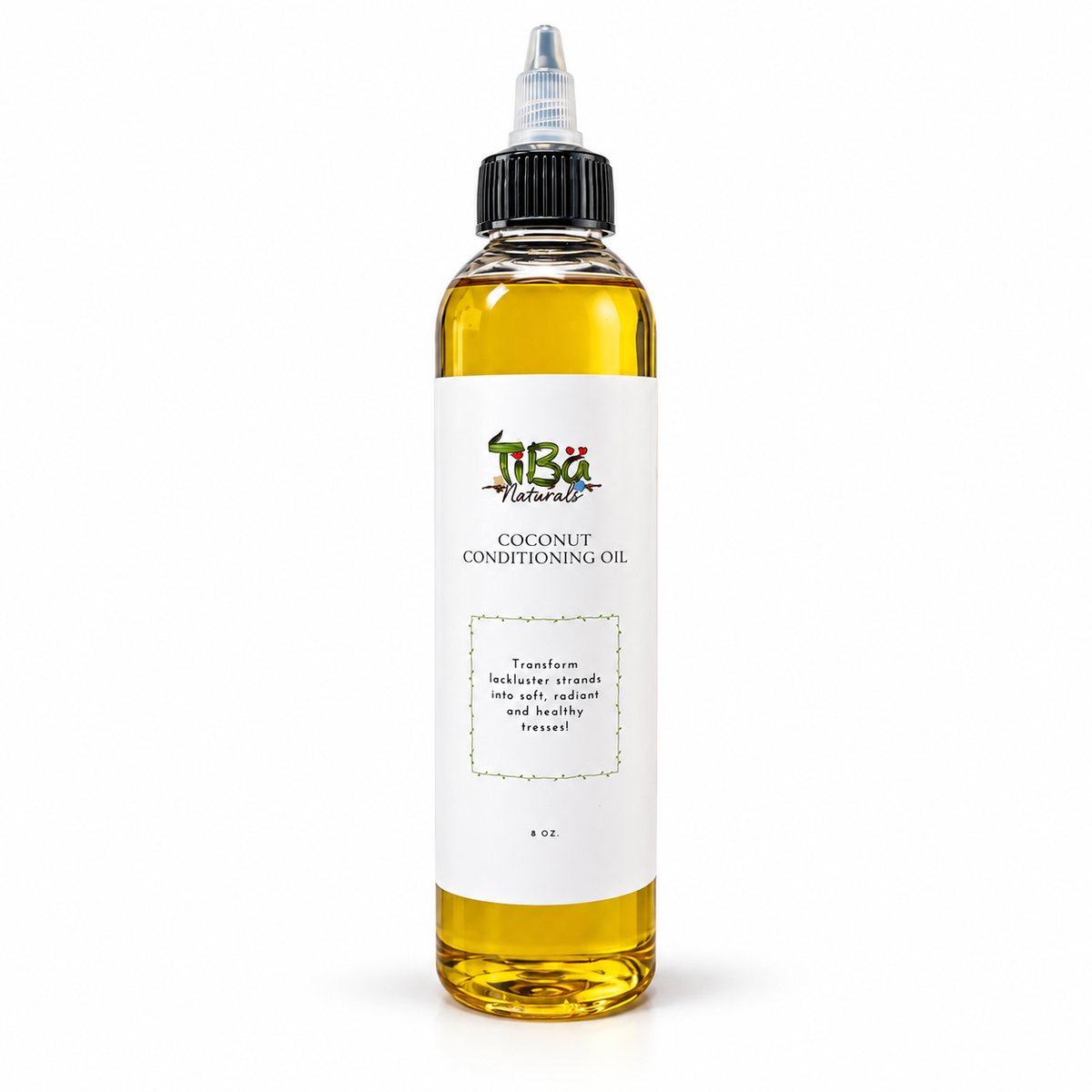 TiBa Naturals Coconut Conditioning Oil 8 oz applicator bottle