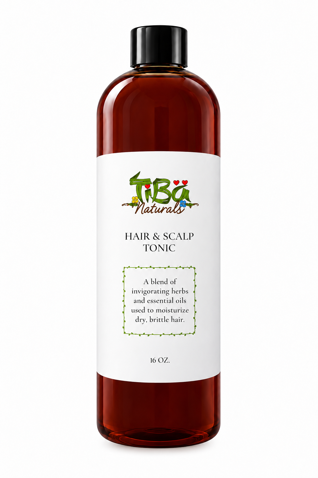 TiBa Naturals Hair & Scalp Tonic 8 oz bottle with black cap